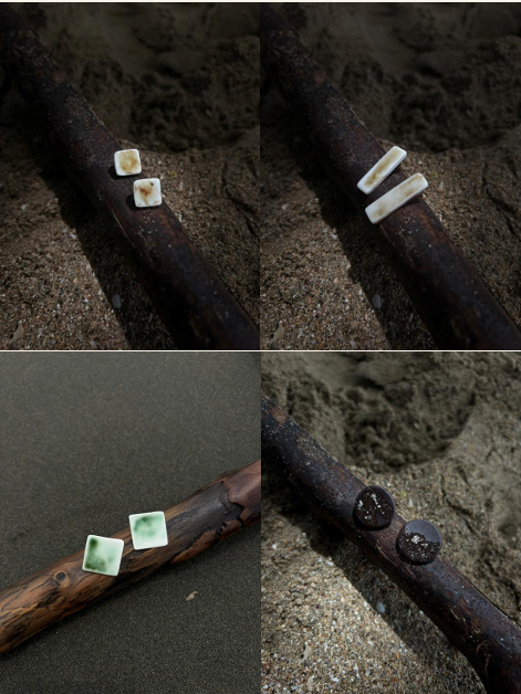 Boucles d'oreilles en grès ou porcelaine